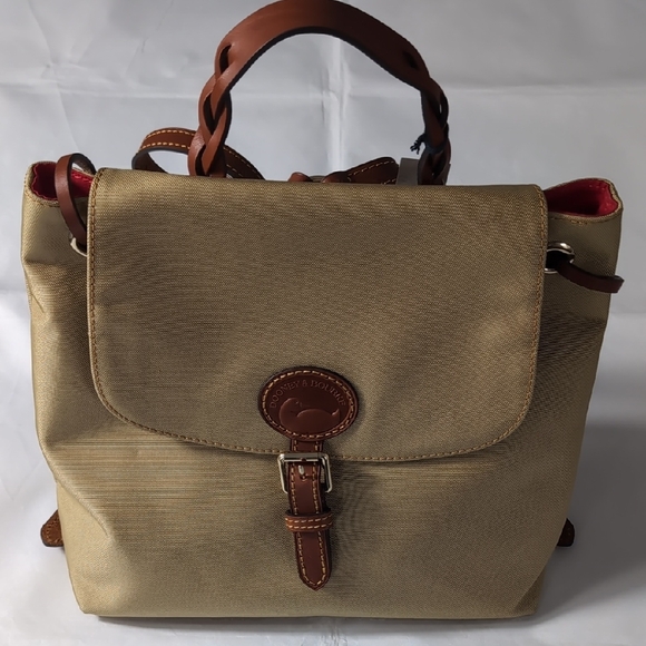 Dooney & Bourke Tan and Brown Backpack with Leather Accents